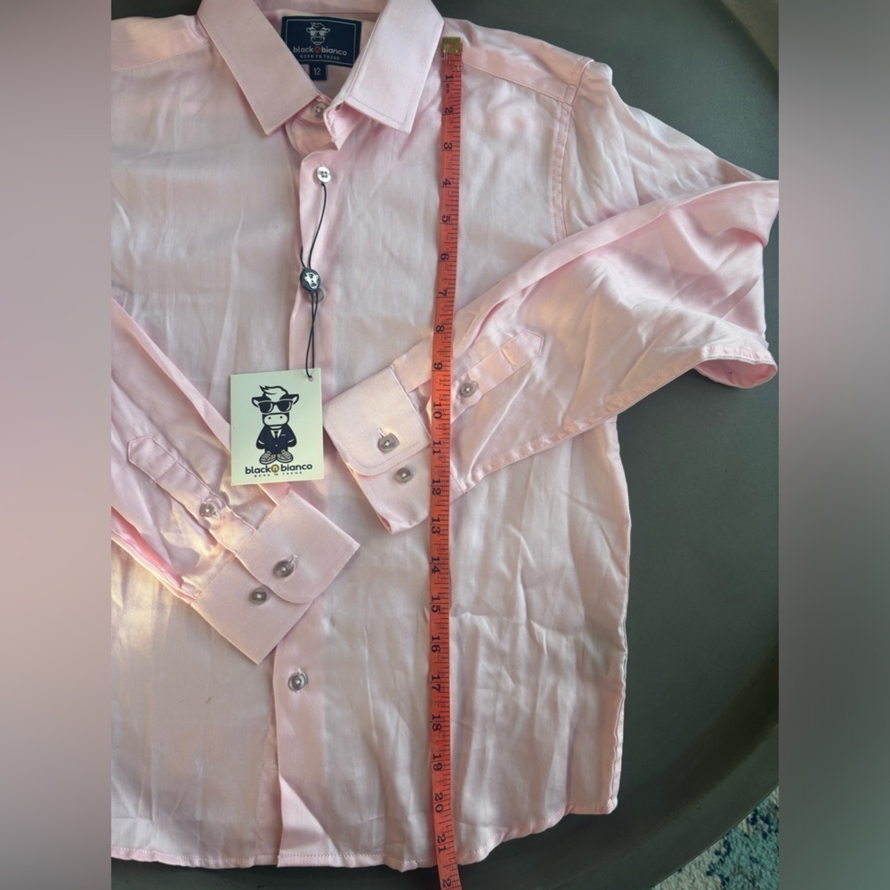 Black N Bianco Signature Boys' Button Down Dress Shirt In Light Pink Size 12 NWT - Picture 10 of 11